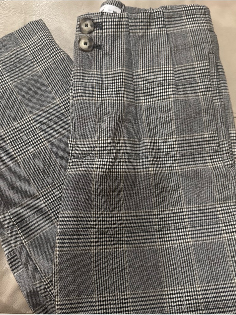 Zara Gray and Black Plaid Kids Trousers